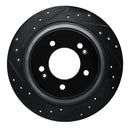 R1 17-23 Hyundai Kona EV Rear Left Drilled & Slotted Black Brake Rotor