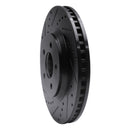 R1 05-14 Ford Mustang Front Left Drilled & Slotted Black Brake Rotor