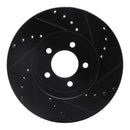 R1 93-07 Ford Thunderbird Front Left Drilled & Slotted Black Brake Rotor
