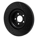 R1 20-25 Ford Police Interceptor Utility Front & Rear Drilled & Slotted Black Brake Rotor Set