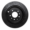 R1 07-12 Ford Edge Rear Left Drilled & Slotted Black Brake Rotor