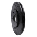 R1 12-25 Chrysler Town & Country Front Left Drilled & Slotted Black Brake Rotor