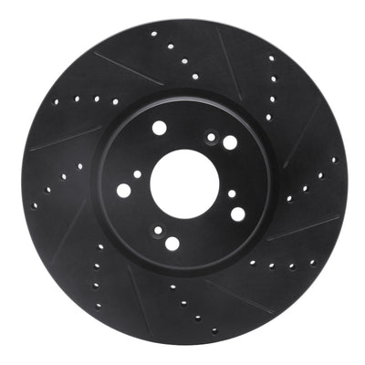 R1 04-08 Acura TL Front Right Drilled & Slotted Black Brake Rotor