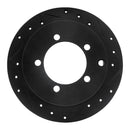 R1 97-04 Mitsubishi DIAMANTE Rear Right Drilled & Slotted Black Brake Rotor