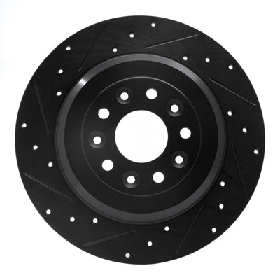 R1 05-19 Ford Five Hundred Rear Left Drilled & Slotted Black Brake Rotor