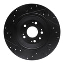 R1 09-14 Acura TL Rear Right Drilled & Slotted Black Brake Rotor