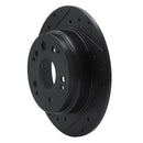 R1 01-03 Acura CL Rear Left Drilled & Slotted Black Brake Rotor
