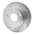 R1 05-11 Dodge Dakota 4WD Front Left Drilled & Slotted Silver Brake Rotor