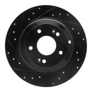 R1 10-16 Hyundai Genesis Coupe Rear Left Drilled & Slotted Black Brake Rotor