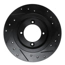 R1 82-86 Nissan SENTRA Front Left Drilled & Slotted Black Brake Rotor