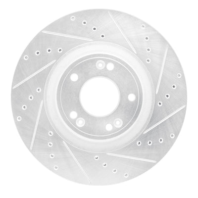 R1 09-14 Hyundai Genesis Sedan Front Right Drilled & Slotted Silver Brake Rotor