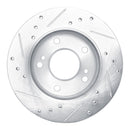 R1 94-96 Nissan 240SX Front Right Drilled & Slotted Silver Brake Rotor