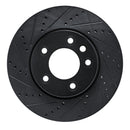 R1 03-18 Porsche Cayenne Left Front Drilled & Slotted Black Brake Rotor