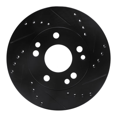 R1 87-93 Mercedes-Benz 190D Front Right Drilled & Slotted Black Brake Rotor