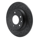 R1 98-15 Ford Fusion Rear Left Drilled & Slotted Black Brake Rotor