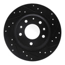 R1 98-15 Ford Fusion Rear Right Drilled & Slotted Black Brake Rotor