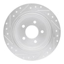 R1 03-05 Ford Explorer Sport Rear Right Drilled & Slotted Silver Brake Rotor