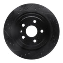R1 08-14 Cadillac CTS Rear Left Drilled & Slotted Black Brake Rotor