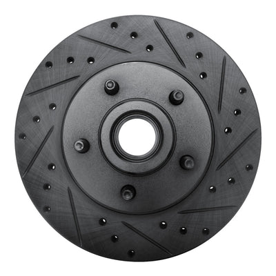 R1 80-83 Ford F-100 Front Right Drilled & Slotted Black Brake Rotor