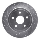 R1 05-10 Jeep Commander Rear Left Drilled & Slotted Silver Brake Rotor