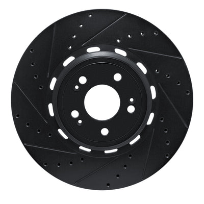R1 21-26 Genesis Electrified GV70 Front Left Drilled & Slotted Black Brake Rotor