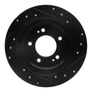 R1 13-25 Hyundai Kona Rear Left Drilled & Slotted Black Brake Rotor