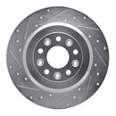R1 05-19 Ford Explorer Rear Left Drilled & Slotted Silver Brake Rotor
