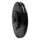 R1 07-15 Infiniti G35 Front Right Drilled & Slotted Black Brake Rotor