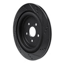 R1 16-22 Lexus RX350 Rear Left Drilled & Slotted Black Brake Rotor