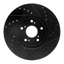 R1 04-14 Acura TSX Front Left Drilled & Slotted Black Brake Rotor