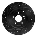 R1 10-16 Hyundai Genesis Coupe Rear Right Drilled & Slotted Black Brake Rotor