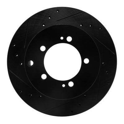 R1 92-96 Mitsubishi DIAMANTE Rear Left Drilled & Slotted Black Brake Rotor