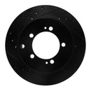R1 92-96 Mitsubishi DIAMANTE Rear Left Drilled & Slotted Black Brake Rotor