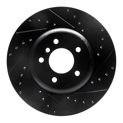R1 04-10 BMW 650I Convertible Rear Right Drilled & Slotted Black Brake Rotor