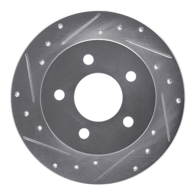 R1 94-04 Ford Mustang Rear Left Drilled & Slotted Silver Brake Rotor