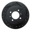 R1 91-94 Nissan Sentra Rear Right Drilled & Slotted Black Brake Rotor