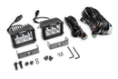 Go Rhino Xplor Bright Series Rectangle LED Spot Light Kit (Surface/Thread Stud Mnt) 4x3 - Blk (Pair)