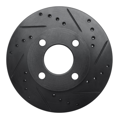 R1 78-92 Audi 80 Front Right Drilled & Slotted Black Brake Rotor