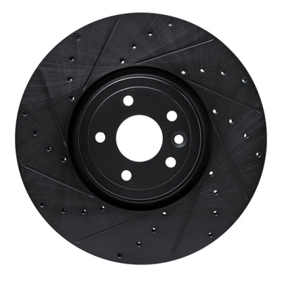 R1 16-24 Jaguar XF Front Left Drilled & Slotted Black Brake Rotor