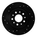 R1 14-19 Fiat 500L Rear Left Drilled & Slotted Black Brake Rotor