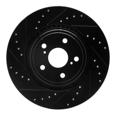R1 08-21 Lexus NX200T Front Left Drilled & Slotted Black Brake Rotor