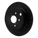 R1 12-23 Subaru XV Crosstrek Rear Drilled & Slotted Black Brake Rotor Set