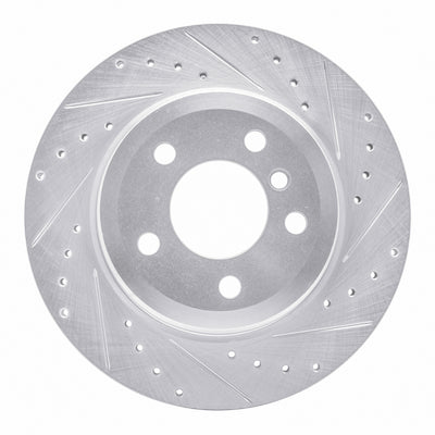 R1 07-19 BMW X6 Rear Right Drilled & Slotted Silver Brake Rotor