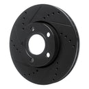 R1 85-91 Audi 200 Quattro Front Left Drilled & Slotted Black Brake Rotor