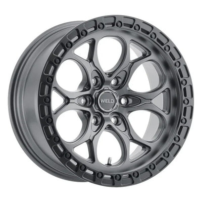 Weld Ledge 6 18x9 / 6x135 / ET -12 / BS 4.51 - Satin Gunmetal w/ Satin Black Ring Wheel