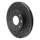 R1 90-93 Mitsubishi Galant Front Left Drilled & Slotted Black Brake Rotor