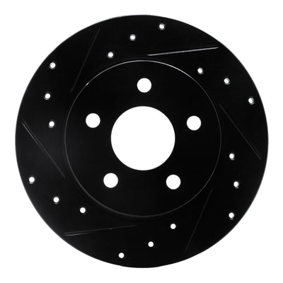 R1 04-12 Chevrolet Malibu Rear Left Drilled & Slotted Black Brake Rotor