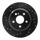 R1 07-13 Mercedes-Benz S550 Rear Left Drilled & Slotted Black Brake Rotor
