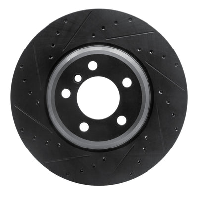 R1 02-08 BMW 745LI Front Left Drilled & Slotted Black Brake Rotor