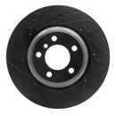R1 02-08 BMW 745LI Front Left Drilled & Slotted Black Brake Rotor